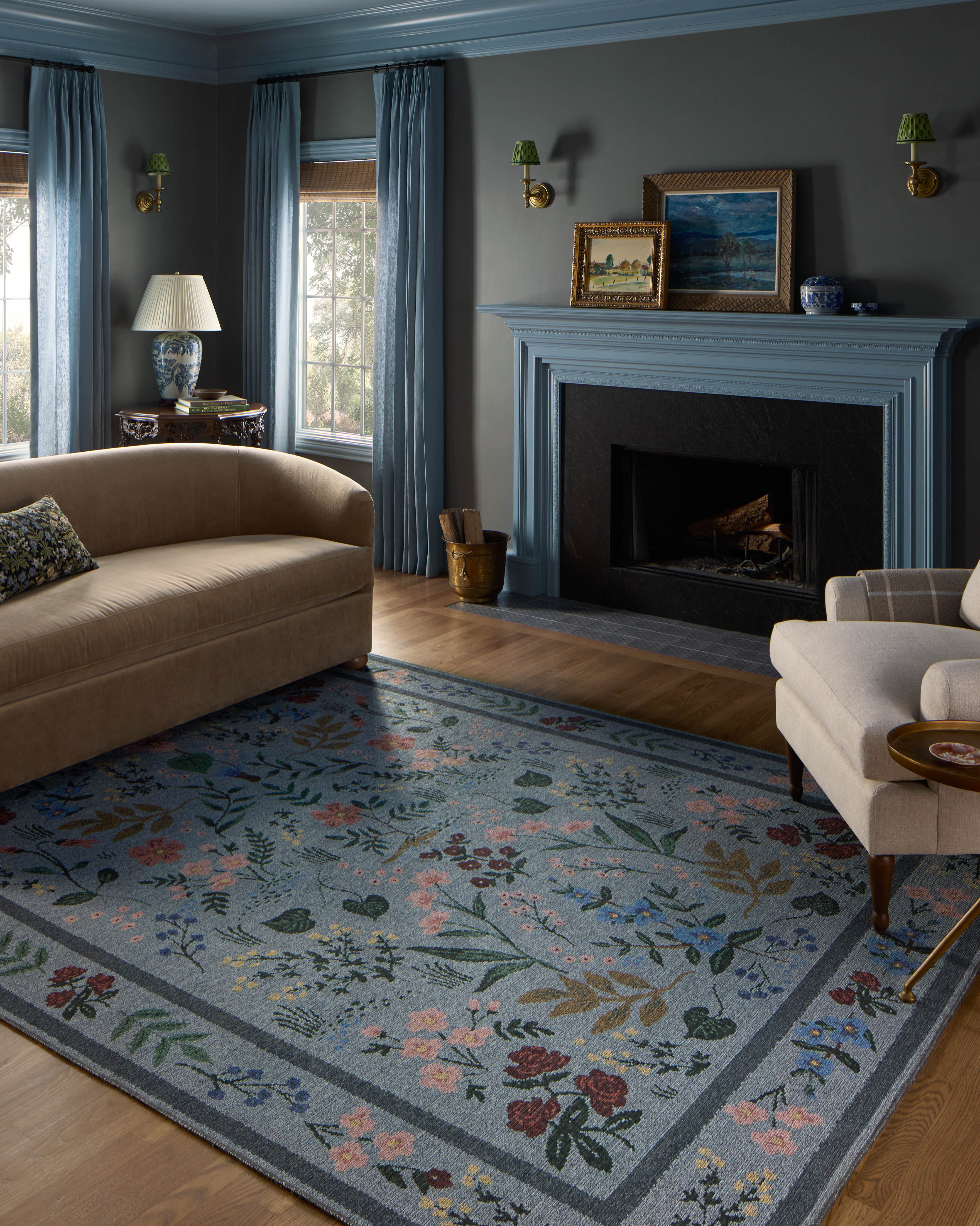 ◉Vintage rug◉156×92cm　ブルガリア産　ウール　ファーラグ Rifle Paper Co. x Loloi Wildwood Blue Area Rug & Reviews | Wayfair